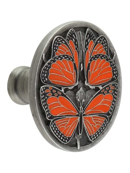 Monarch Butterfly Cabinet Knob in Enameled Antique Pewter.